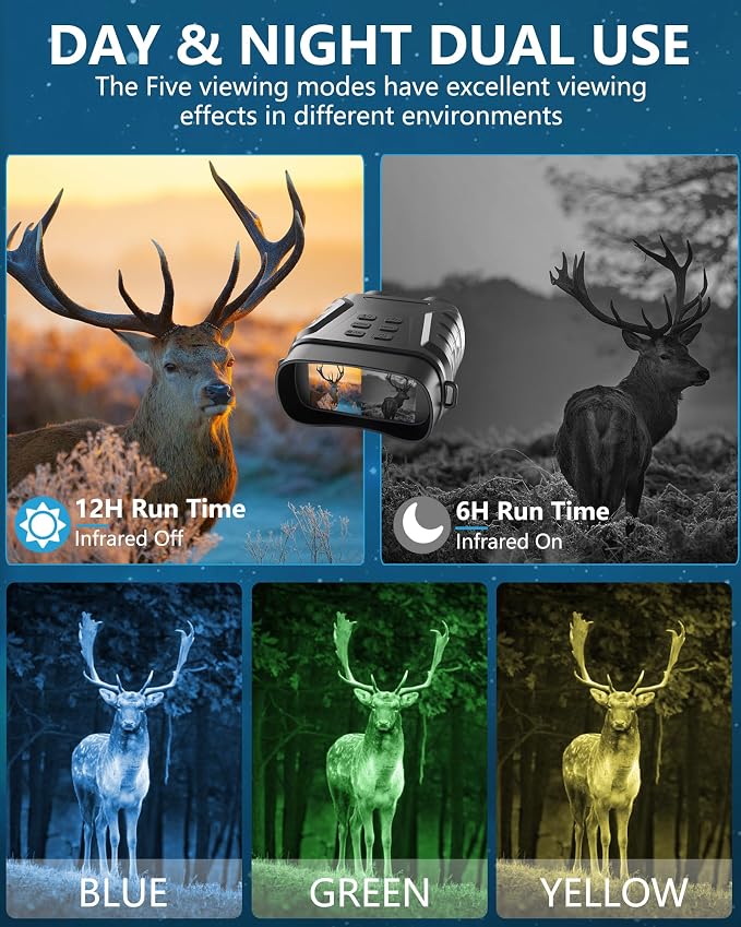 Night Vision Goggles, Binoculars Gifts for Mens, Viewing up to 650FT in Total Darkness, 64GB Card High-Powered Monocular Telescope for Stargazing, Hiking, Wildlife Watching