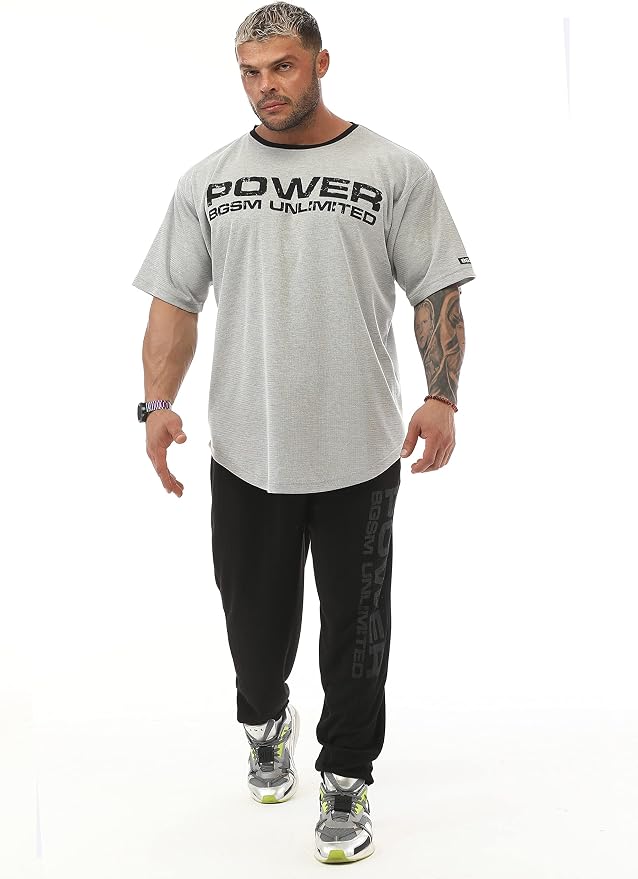 Men's Oversize Gym Fitness and Bodybuilding T-Shirt, Cotton O-Neck Lifestyle Top