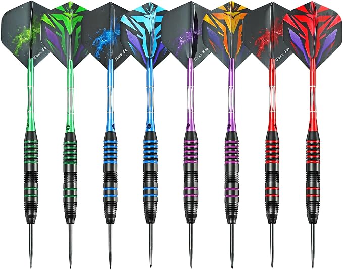 WINSDART Steel Tip Darts 12 Pack Set with Nonslip Iron Barrel Aluminum Dart Shafts and Flights Darts Sharpener an Gift Box