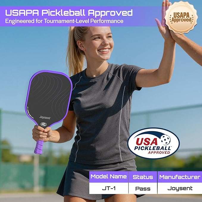 Pickleball Paddles Set, USAPA Approved Carbon Fiber Pickleball Set of 2 with Beginner Pickleball Rackets, Indoor Outdoor Pickle Balls for Adults Men Women, JT-1