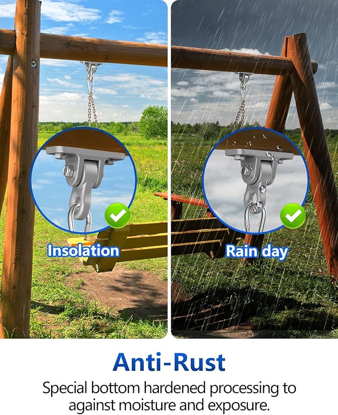 Heavy Duty Swing Hangers, Indoor-Outdoor Hooks, 2-Pack | Corrosion Resistant, 5000+ lb Capacity, For Porch Swings, Yoga, Playgrounds, Trapeze, Hammocks, Punching Bags
