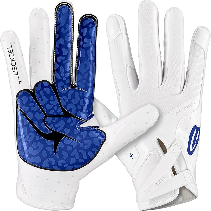 Grip Boost Football Gloves - Peace Stealth 6.0 Boost Plus Sticky Technology - Adult and Youth Football Gloves for Wide Receiver - Men's and Boys Sizes