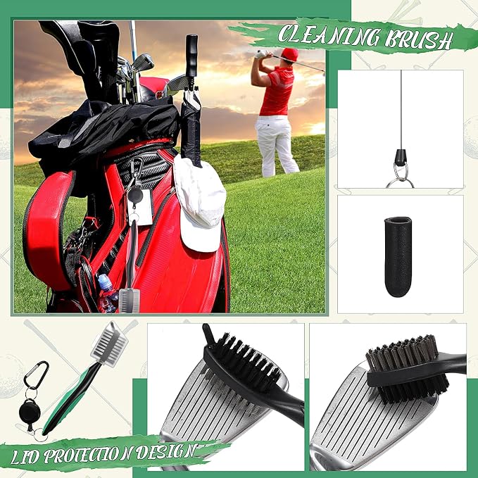 Syhood 21 Pcs Golf Accessories Kit Cleaning Kit Include Golf Brush, Towel, Groove Sharpener, Divot Repair Tool, Ball Alignment Portable Tool Gifts Graduation for Men