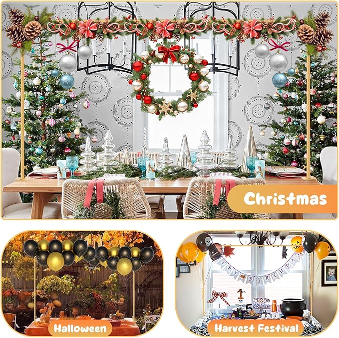 ParseBio Over The Table Rod Stand with Clamps Adjustable 31"-110'' Length 31"-64" Height Gold Table Balloon Arch Stand with Storage Bag, For Valentines Day Party Wedding Anniversary Decoration