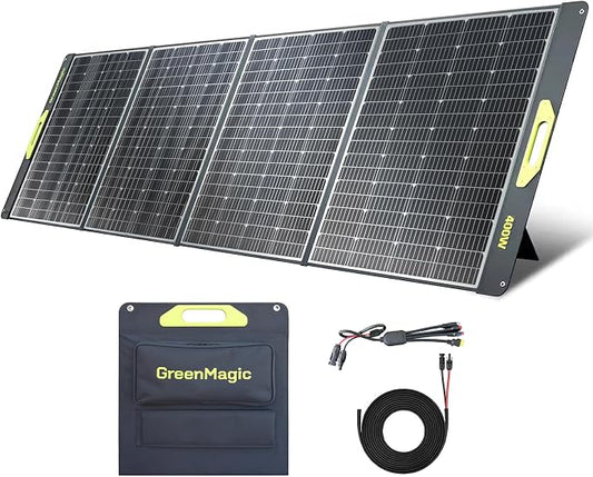 Greenmagic Portable 400 Watt Solar Panel, 39V 400W Foldable Panel Solar Charger Lightweight Durable Compatible with Most 40v Portable Solar Generator Power Station on The Market for RV Camping Home