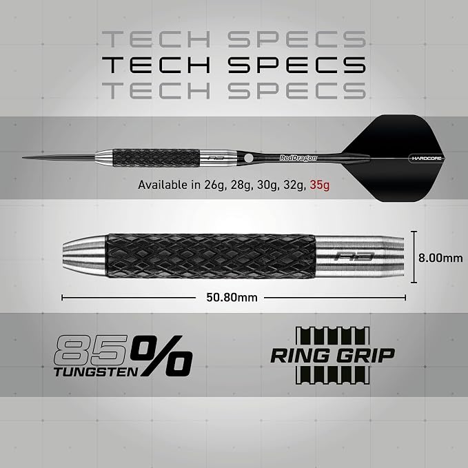 RED Dragon Rat 26g, 28g, 25g, 30g, 32g or 35g Tungsten Darts Set with Flights and Stems