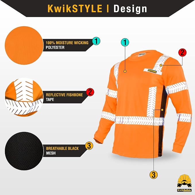 KwikSafety - Charlotte, NC - Limited Edition Long Sleeve Safety Shirts [Deluxe Fishbone Tape] Class 3 ANSI OSHA Compliant
