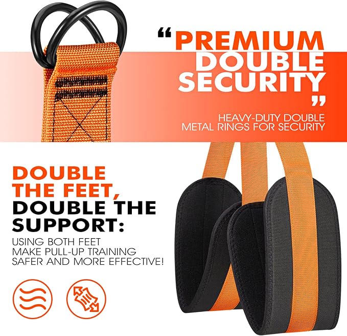 HPYGN Two Foots Pull Up Assistance Bands, Heavy Duty Resistance Band for Pull Up Bar, Adjustable Weight/Size with Fabric Feet/Knee Rest, Bands for Pull Up Assist for Strength Training, Pull Up