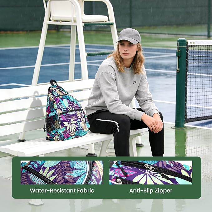 Sucipi Pickleball Bag - Men's & Women's Pickleball Backpack, Adjustable Sling Bag w/Fence Hook/Large Capacity/Safety Pocket