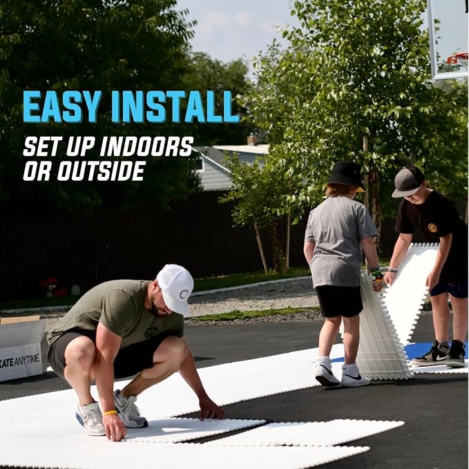 Skate Anytime - Synthetic Ice for Hockey - Skateable Artificial Ice Tiles - Backyard Ice Rink - Expandable