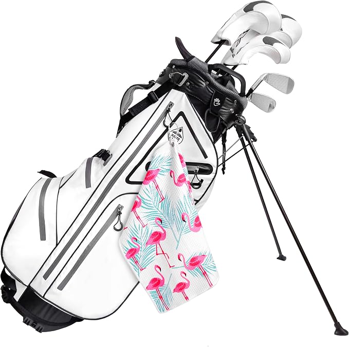Golf Towel Gift for Golf Bags with Clip for Men & Women, Waffle Weave Microfiber Towel with Industrial Strength Clip Hook for Strong Hold to Golf Carts or Clubs, Set of 6
