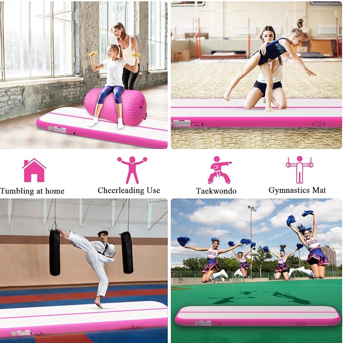 Estgora Gymnastics Mat for Tumbling Tumble Track, Thick Inflatable Gymnastic Training Equipment For kids At Home Gym Cheerleading with Electric Pump