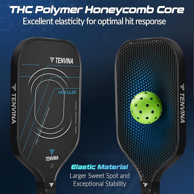 TENVINA Pickleball Paddles, Multi-Layer T700SC Textured Carbon Fiber Pickleball Paddle, Pickle Ball Paddle with Strong Spin & Power Surface, 4-Types of Shapes and Thicknesses, USAPA Approved