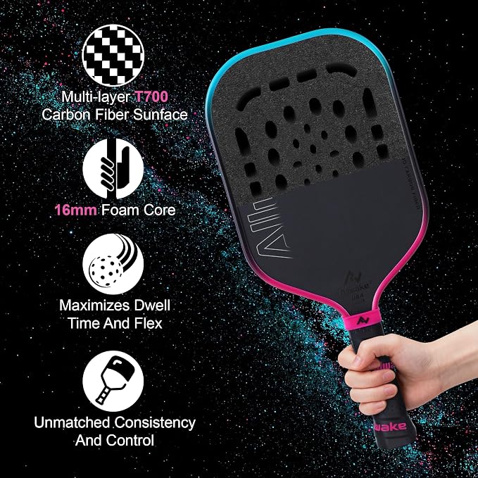 Professional Pickleball Paddles - T700 Raw Carbon Fiber with Foam Injected Edges for Expanded Sweet Spot - Control & Power Paddle for All-Level Players ﻿ ﻿