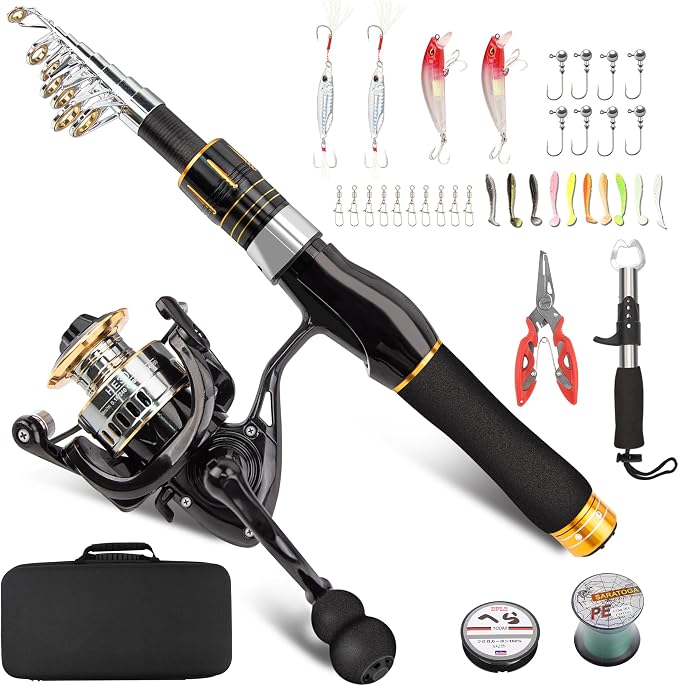 Fishing Rod and Reel Combo,Telescopic Fishing Pole with Fishing Lures,Suitable for Beginners and Universal in All Waters.