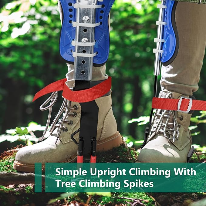 Tree Climbing Spike Set, 2 Gears Anti-Slip Climbing Tools with Footboards, Forestry Operation Gear for Tree Trimming, Hunting and Fruit Picking