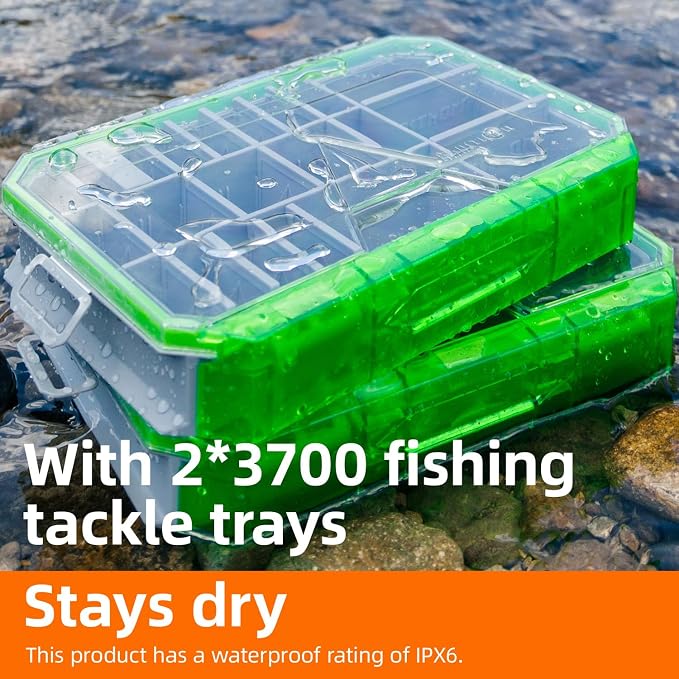 Ghosthorn Fishing Backpack 2 * 3700 Tackle Boxes 40L Waterproof Tackle Backpack with Rod Holders Large Outdoor Storage Tackle Bag for Fishing Men Women