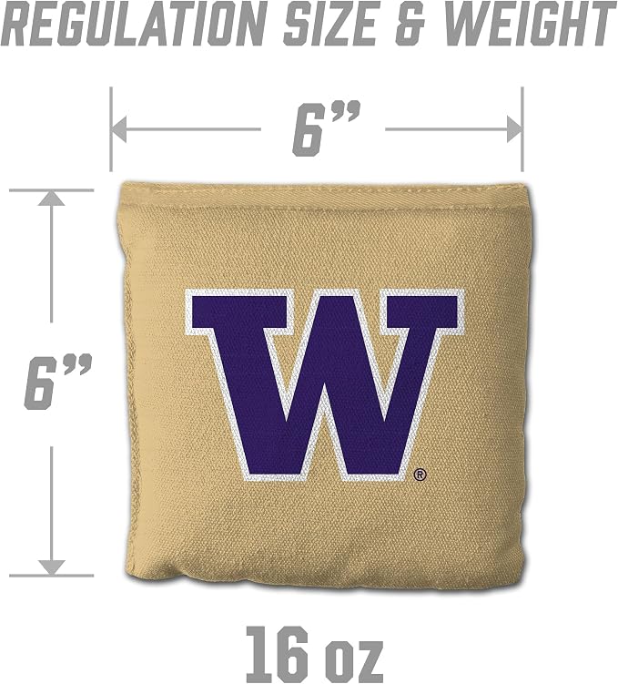 YouTheFan Officially-Licensed NCAA Set of 8 Cornhole Bags - All Weather Dual Sided Slide & Stop - Regulation Size with Carry case