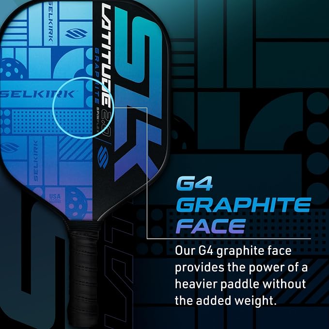 2024 SLK Latitude 2.0 Pickleball Paddle | G4 Graphite Pickleball Paddle Face | Rev-Core+ Technology with SpinFlex Surface | Redesigned for Performance and Control