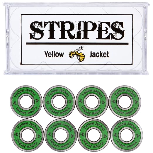 Yellow Jacket Premium Skateboard Bearings, Pro Longboard Bearings, 608, ABEC 9, Jungle Green (Pack of 8)