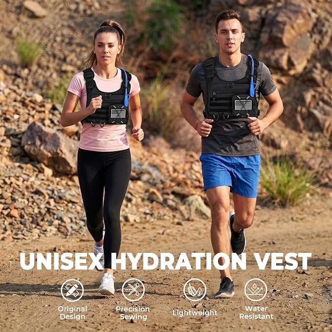 Hydration Vest with 2L Water Bladder for Men and Women,Lightweight Adjustable Hydration Backpack,Reflective Running Vest Chest Bag for Climbing Cycling Hiking