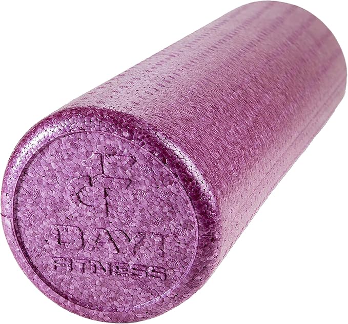 High Density Muscle Foam Rollers by Day 1 Fitness - Sports Massage Rollers for Stretching, Physical Therapy, Deep Tissue, Myofascial Release - Ideal for Exercise and Pain Relief – Solid Purple, 12”