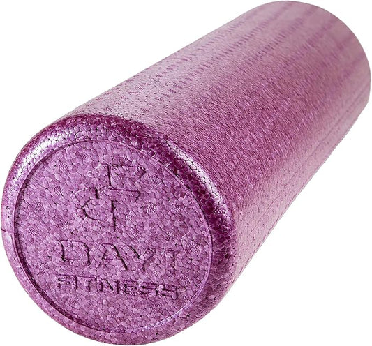 High Density Muscle Foam Rollers by Day 1 Fitness - Sports Massage Rollers for Stretching, Physical Therapy, Deep Tissue, Myofascial Release - Ideal for Exercise and Pain Relief – Solid Purple, 12”