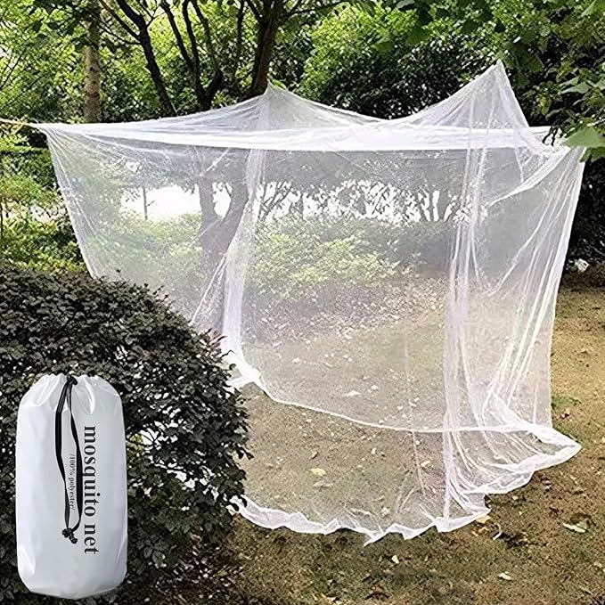 Camping Mosquito Net 10'x10' Ultra Large White Outdoor | No-opening 118"x118"x77", Bottom Fixing Strap, Insect Netting Mesh, w/ Carrying Bag for Camping, Picnic, Patio, Trips