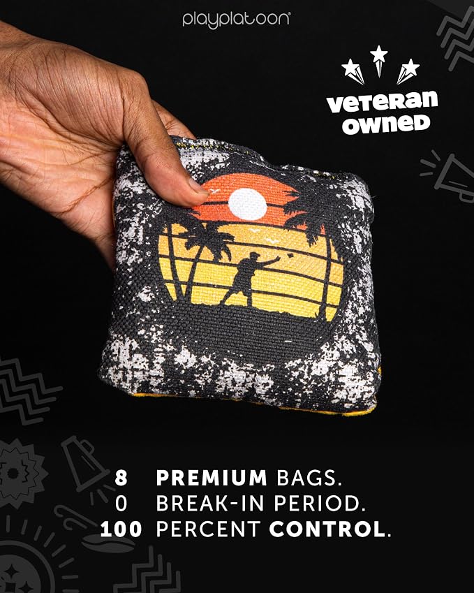 Play Platoon Pro Cornhole Bags Set of 8 - Professional Dual Sided Slick and Sticky Side Competition Corn Hole Bags - Tournament Series