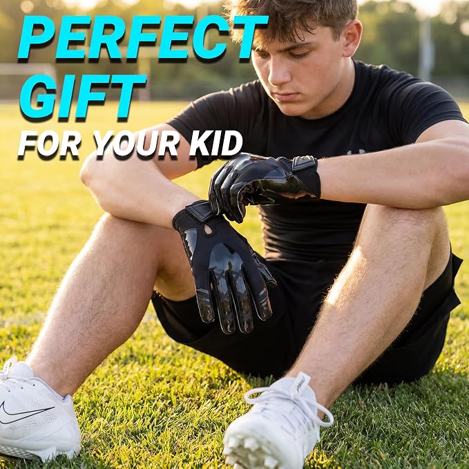 Football Gloves for Youth and Adult Men,Sticky Adhesive Palms Receiver Gloves,Grip Boost Flag Football Accessories Gifts for Family and Friends