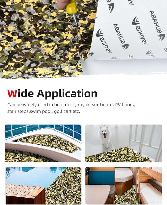 Abahub EVA Foam Boat Flooring Brushed Pattern Marine Decking Sheet with Self-Adhesive Carpet for Motorboat Kayak Surfboard SUP 96''x16''/47''