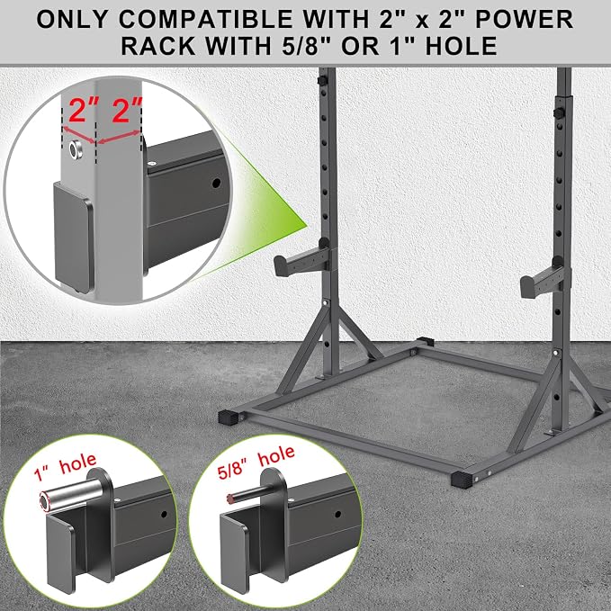 Nordic Hamstring Curl Attachment, Dip Bar, Belt Squat & Safety Spotter Arms for 2"x2" & 3"x3" Power Racks, Home Gym Strength Training Accessories
