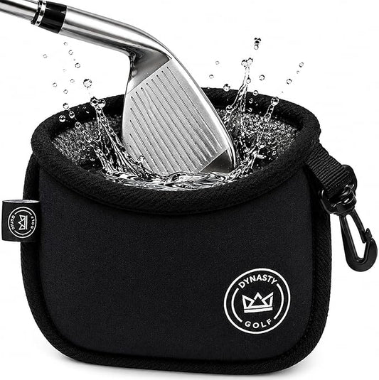 Golf Club and Ball Cleaner for Golf Bag, Clip-On Club and Ball Cleaner Pouch with Waffle Towel Interior, Wet Inside Dry Outside, Club and Ball Cleaner for Golf Bag Use On Course