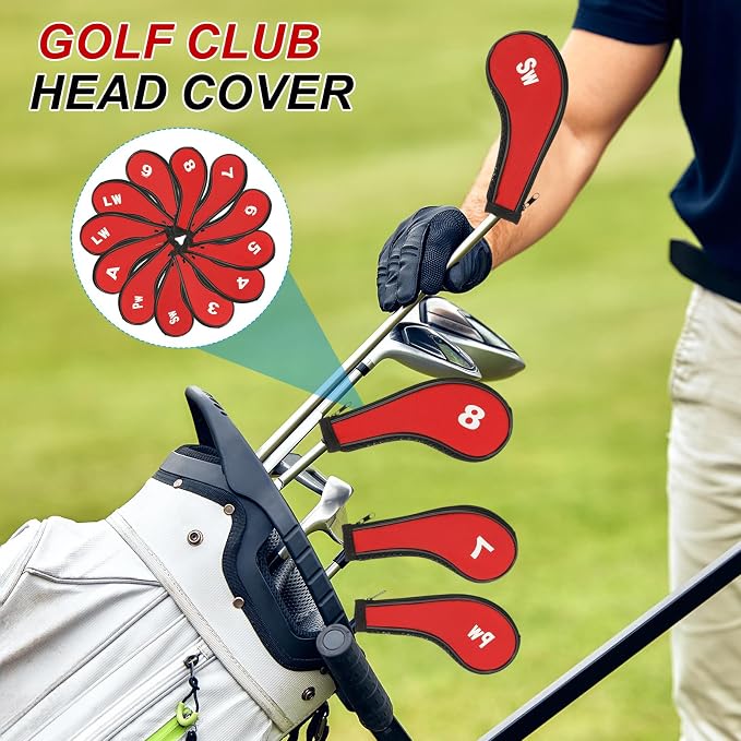 PATIKIL Golf Club Head Cover, Number Golf Club Irons Covers Neoprene Driver Headcover Golf Lovers Gifts