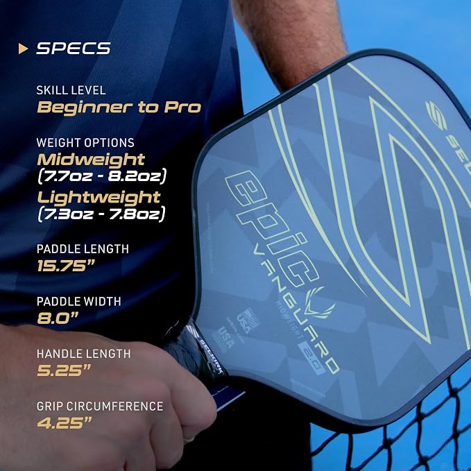 Selkirk Sport Vanguard Hybrid Pickleball Paddle | Carbon Fiber Pickleball Paddle with a Polypropylene X5 Core | Pickleball Rackets