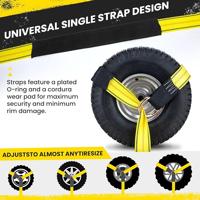 Tire Straps for A Car Trailer, Wheel Tie Down Strap 2" x 10' with Snap Hooks, Car Hauler Wheel Strap for 3300 Pound Safe Working Load (2 Straps)