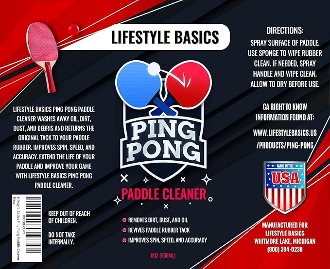 Lifestyle Basics Ping Pong Paddle Cleaner - Rubber & Wood Cleaner for Table Tennis Rackets - 3 Pack Microfiber Cleaning Cloths - Non-Abrasive, Reusable, Washable
