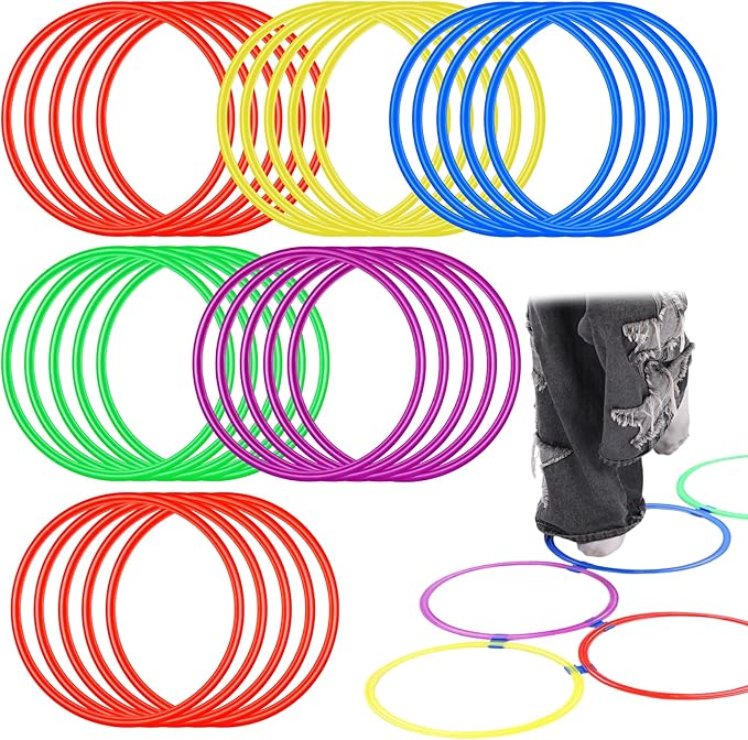 Silipull 30 Pcs Agility Rings Speed and Agility Training Rings 15" Exercise Speed Circle Jumping Hoops for Training Throwing Equipment (Yellow/Blue/red/Green/Purple)