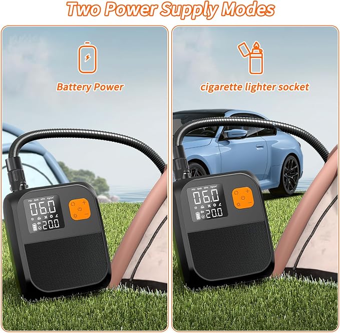 Fisca Paddle Board Pump, 25PSI Portable Rechargeable SUP Air Pump, Quick Inflate/Auto Off & Car Adapter Electric Air Compressor for Stand up Paddle Boards,Kayak,Tent