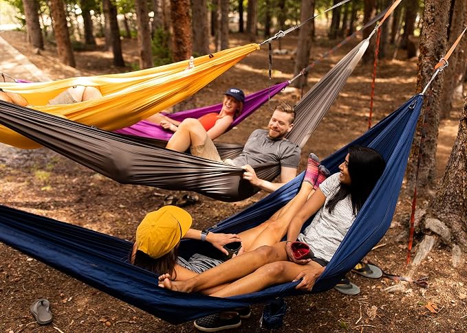 KAMMOK: Roo Single Ultra Light Hammock | Strong & 100% Recycled Fabric | Water Resistant, Ripstop Fabric | Comfortable, Packable, Lightweight (Adventure Grade, Ember Orange