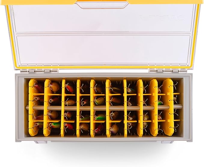 Plano EDGE Short Hang Box, Stores 40 Crankbaits, with Rust-Preventive Rustrictor, Dri-Loc Watertight Seal, WaterWick, DuraView Transparent Lid, Stackable Storage for Fishing Organization