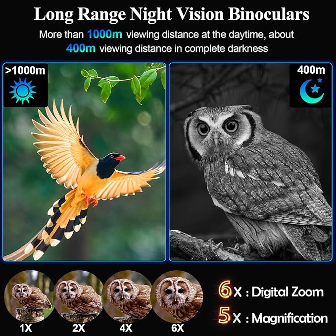 Nightiger Night Vision Binoculars 4K 6000mAh Rechargeable Night Vision Goggles High Resolution Optics FHD Night Vision Camera for Bird Watching Football Games Match Travel