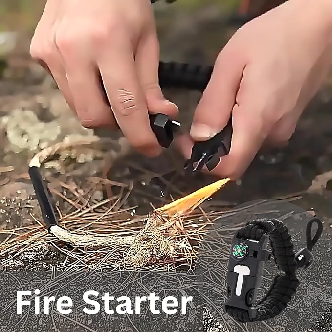 Binoculars with Compass 7 in 1 Survival Paracord Bracelet, Fire Starter, Compass, Whistle, Outdoor Ultimate Tactical Gift for Kids, Men, Scouts Gift for Him/Her, Spyglass, Birthday Gift