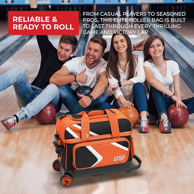 BSI Dash Roller Bowling Bag with Smooth Rolling Wheels, Padded Ball Compartment, Retractable Locking Handle, & Shoe Pocket