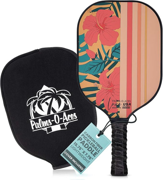 Palms-O-Aces Carbon Fiber Pickleball Paddle – USAPA Approved 16mm T700 Graphite Paddle with Textured Spin Surface | Lightweight Carbon Fiber Pickleball Paddles & Racket | Includes Paddle Cover