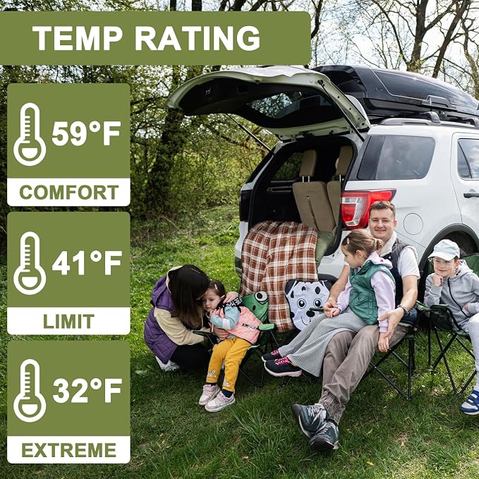 Cotton Flannel Double Sleeping Bag for Camping, Backpacking Or Hiking. Queen Size 2 Person Waterproof Sleeping Bag for Adults Or Teens. Lightweight with Compression Sack