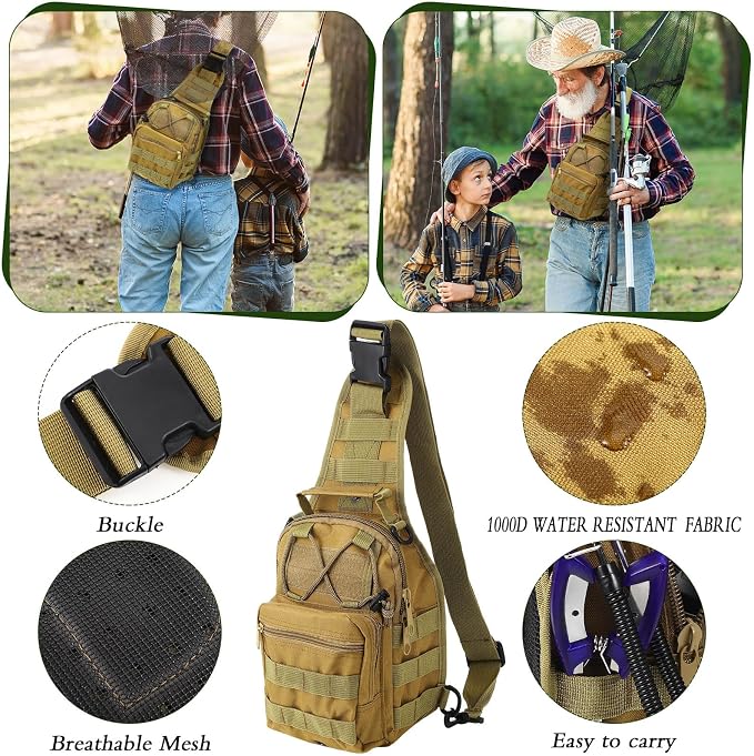 Hungdao 7 Pcs Fishing Backpack with Fishing Tool Kit Fish Gear Pliers Equipment Include Hook Remover Backpack Pliers Kit Scale Gripper Weigh Separator Fish Gifts for Men Women