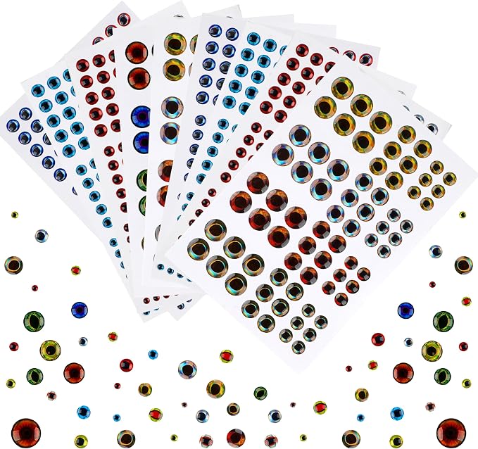 1314 Pieces Fishing Lure Eyes 3D 4D 5D Realistic Eyes Stickers for Making Fishing Bait DIY Fly Tying Streamers Lures Crafts 3/4/5/6/8/10mm