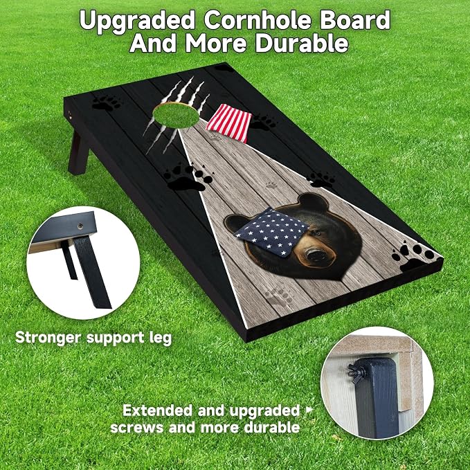 Cornhole Board Set 4x2 Regulation Size Cornhole Set with Carrying Bags & 8 Bean Bags Corn Hole Boards Bean Toss Game for Adults Family Outdoor Lawn Outside Backyard Games