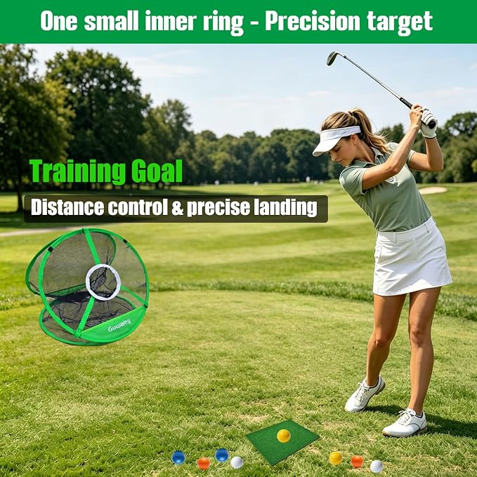 Pop Up 3-in-1 Golf Chipping Net – Circular Design for Relaxed Training, 3 Modes for Precision & Distance, Ideal Indoor/Outdoor Practice Kit, Golfer Gift
